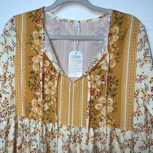 WOMEN’S LONG SLEEVE TOP FLORAL PRINT LIGHTWEIGHT SIZE LARGE - Picture 3 of 12